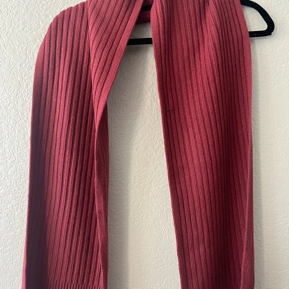 ALL SAINTS NWT Ribbed Knit Rib Mix Wool Blend Scarf Sienna Red 86